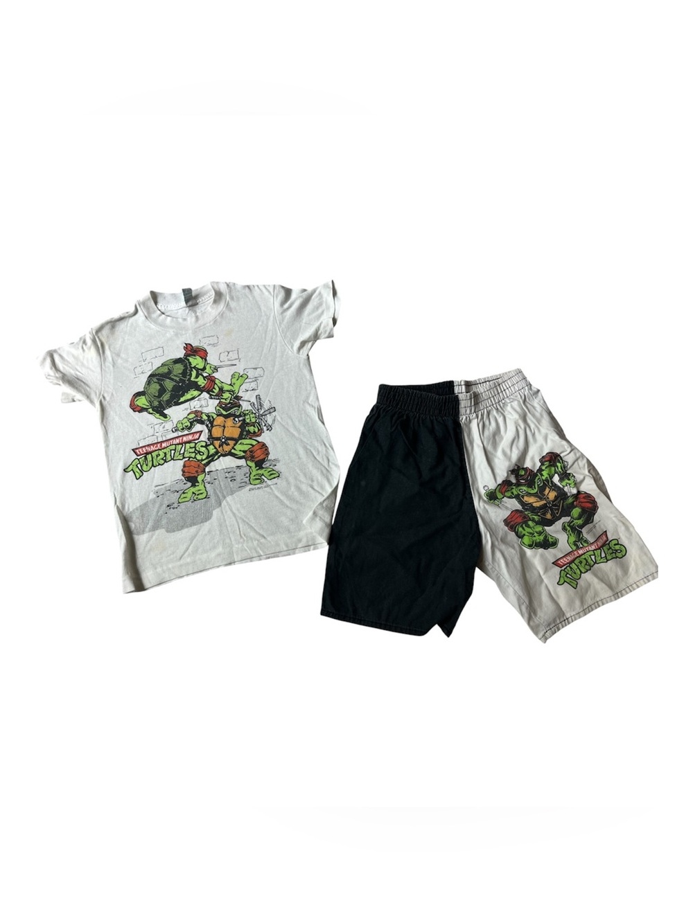 VINTAGE 1988 CHED TMNT BLACK & WHITE PAJAMA SET BOYS YOUTH M